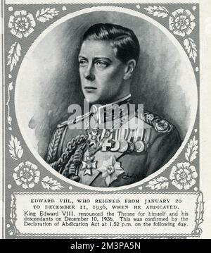 Abdankung von König Edward VIII. 1936 Stockfoto