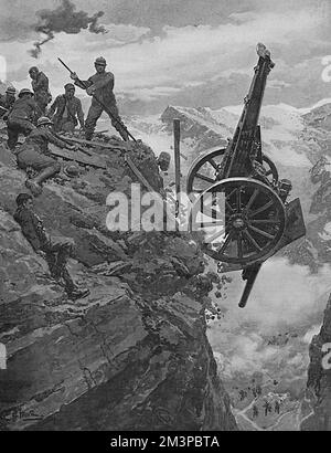 Italienische Artillerie Rückzug Stockfoto