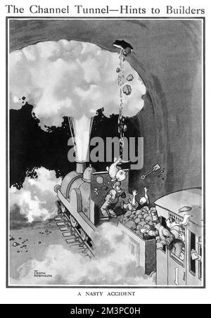 Der Kanaltunnel - Hinweise für Bauherren, Heath Robinson Stockfoto