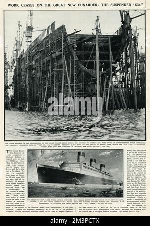 Queen Mary Ocean Liner, suspendiert Stockfoto