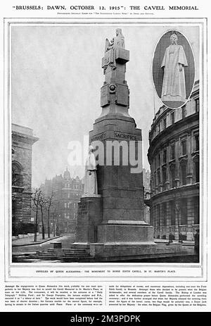 Denkmal für Schwester Edith Cavell in St. Martin's Place Stockfoto