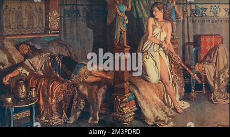 Judith, Jägerin des Holofernes von Matania Stockfoto