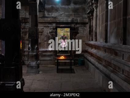 Thirumayam Rock-Cut Temple, Tamil Nadu, Thirumayam, Indien Stockfoto