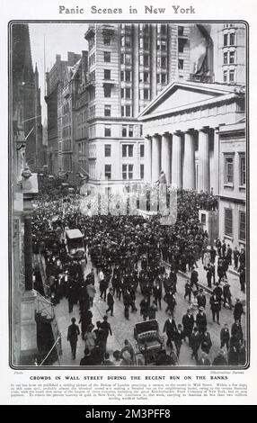 Panikszene in New York 1907 Stockfoto