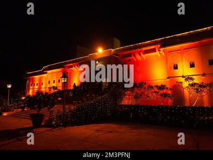 Das Hotel Samode Haveli wurde für das Diwali Festival, Rajasthan, Jaipur, Indien, eingerichtet Stockfoto