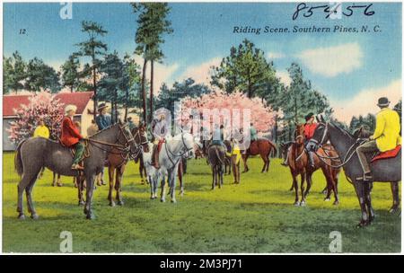 Reitszene, Southern Pines, N. C., Tichnor Brothers Collection, Postkarten der Vereinigten Staaten Stockfoto