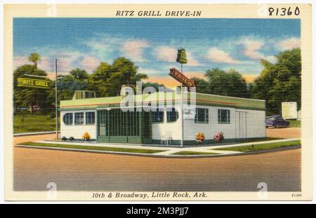 Ritz Grill Drive-in , Restaurants, Tichnor Brothers Collection, Postkarten der Vereinigten Staaten Stockfoto