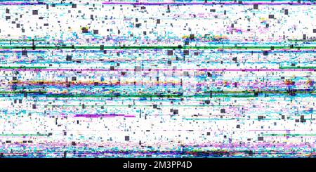 Nahtlose Überlagerung des Hintergrund-Overlay-Musters mit digitalen Pixelfehlern. Beschädigte Struktur des CRT-Fernsehers oder Videospiels. Futuristischer Post-Apokalypt Stockfoto