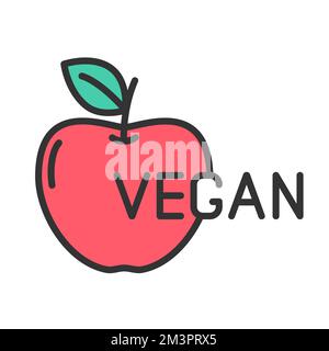 Veganes, mit Farben gefülltes Logo-Symbol isoliert auf Weiß Stock Vektor