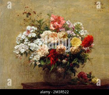 Sommerblumen von Henri Fantin-Latour (1836-1904), Öl auf Leinwand, 1880 Stockfoto