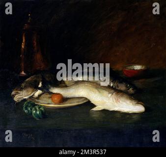 Still Life: Fish by William Merritt Chase (1849-1916), Oil on Canvas, c. 1908 Stockfoto