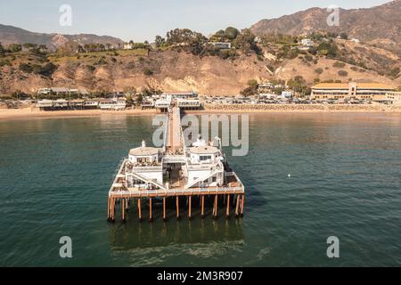 Der historische Malibu Pier, Pacific Coast Highway Stockfoto