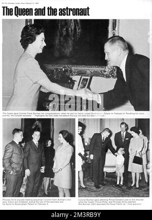 Die Königin und Colonel Frank Borman Stockfoto