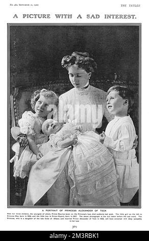 Prinzessin Alexander von Teck und ihre Kinder Stockfoto