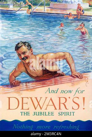 Dewar's Whisky-Werbung - Swimmingpool Stockfoto