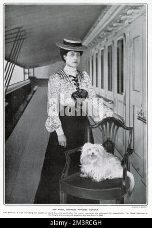 Prinzessin Victoria (1868 - 1935), viertes Kind und zweite Tochter von König Edward VII und Königin Alexandra. Sie erholten sich an Bord der königlichen Yacht „HMY Victoria and Albert“ nach einer Blinddarmentzündung. Stockfoto