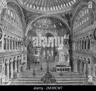 Innenraum der Hagia Sophia, Konstantinopel (Istanbul) Stockfoto