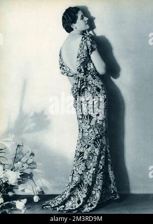 Abendkleid mit Blumenmuster 1934 Stockfoto