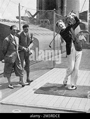 Golfspieler an Bord der Berengaria Stockfoto