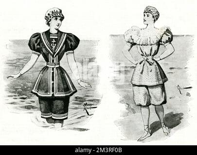 Viktorianische Damen in Badekleidern 1895 Stockfoto