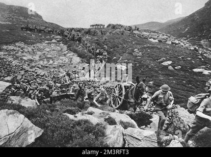 Königliche Artillerie-Batterieübungen in Wales: Radio und Maultier Stockfoto