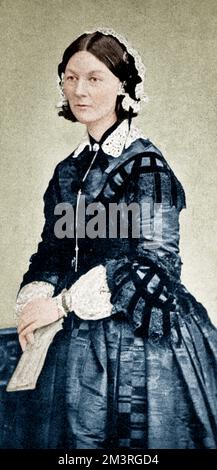 Florence Nightingale (1820-1910) - gefeierter englischer Sozialreformer und Statistiker und Gründer der modernen Krankenpflege. Wurde als Managerin von Krankenschwestern, die von ihr während des Krimkriegs ausgebildet wurden, zu einer viktorianischen Ikone als „Lady with the Lamp“. Datum: 1908 Stockfoto