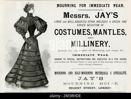 Anzeige für Jays Trauerkleidung 1893 Stockfoto