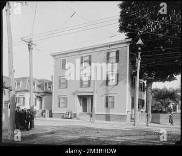 Salem, Essex Street 67, Standort von Beadle's Tavern, 1870 abgerissen, Straßen, Häuser. Frank Cousins Glass Plate Negatives Collection Stockfoto