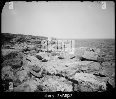 Salem, Baker's Island, Aussicht, Südseite, Inseln, Felsen, Meereslandschaften. Frank Cousins Glass Plate Negatives Collection Stockfoto