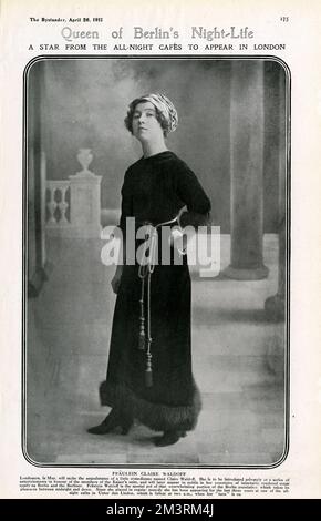 Claire Waldoff (1884-1957), deutsche Kabarettsängerin, wird als Königin des Berliner Nachtlebens 1911 beschrieben Stockfoto