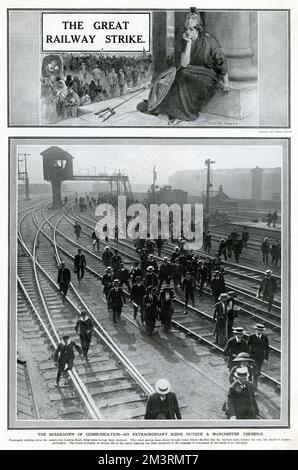 Eisenbahnstreik 1911: Manchetser Endstation, Passanten zu Fuß Stockfoto