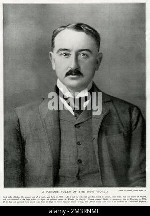 Cecil Rhodes (1853-1902), britischer Geschäftsmann, Bergbaumagnat und Politiker in Südafrika, der von 1890 bis 1896 Premierminister der Kap-Kolonie war. Datum: 1899 Stockfoto