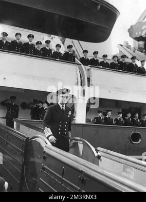 Herzog von Edinburgh kommt nach Portsmouth auf Britannia Stockfoto