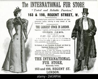 Anzeige für International Pelz Store 1893 Stockfoto