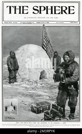 Nordpol, sieht aus wie nach Frederick Cook 1908 Stockfoto