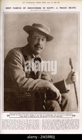 Lord Carnarvon Dies: Seite aus den Illustrated London News Stockfoto