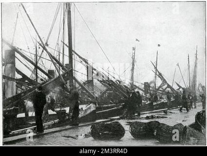 Quay in Great Yarmouth - Heringsernte 1905 Stockfoto