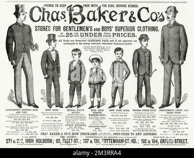 Werbung für Chasp. Baker & Co. Gentlemen & Jungenkleidung 1887 Stockfoto