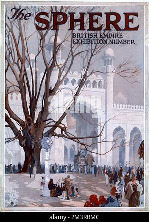 Titelseite der British Empire Exhibition Number des Magazins Sphere mit dem Pavillon im indischen Stil, das für die Veranstaltung in Wembley errichtet wurde. Datum: 1924 Stockfoto