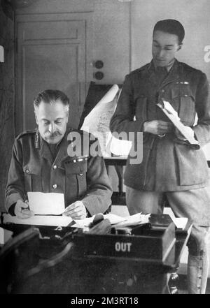 Sir Douglas Haig im Privatbüro im fortgeschrittenen GHQ-Zug Stockfoto