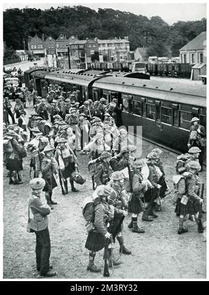 Schottische Soldaten, die in Frankreich zum Krieg aufbrechen, September 1939 Stockfoto