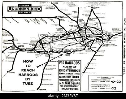 Karte der Londoner U-Bahn für Harrods Stockfoto