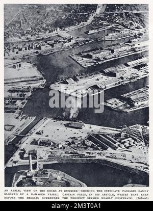 Luftaufnahme der Dünkirchen Docks vor der Evakuierung, 2. Weltkrieg Stockfoto