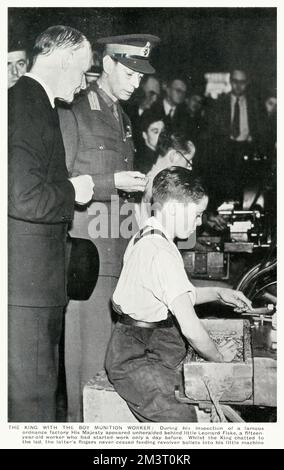 WW2 - Home Front - Junge Munition Worker und König George VI Stockfoto