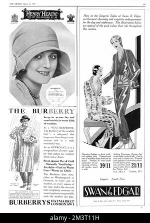 Burberry Overcoat Werbung, 1930 Stockfoto