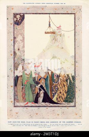 Jeanne d'Arc – wie Jeanne die Maid, verkleidet in Page's Dress, das Kunstwerk von Dauphin Charles – Kay Nielsen zu sehen bekam. Stockfoto