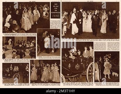Königliches Paar machte sich 1947 auf die Flitterwochen Stockfoto