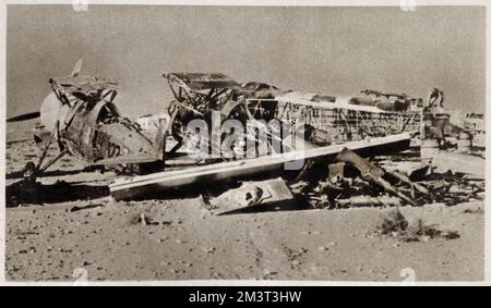 WW2 - das Wrack einer Gruppe italienischer Kämpfer und Bomber - Westwüste. Stockfoto