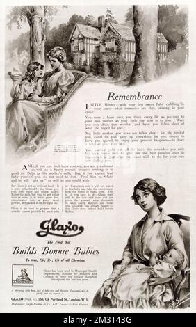 Werbung für Glaxo-Babymilch, veröffentlicht in den illustrierten London News im Januar 1919. Stockfoto