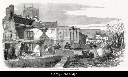 Tödliche Überschwemmung in Holmfirth, Blick vom Mill Hill Stockfoto